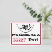 Lach, het wordt een geweldige dag briefkaart (Staand voorkant)