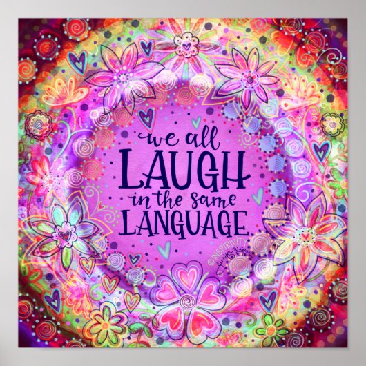 Lach in dezelfde taal Paarse Inspirerend Poster (Voorkant)