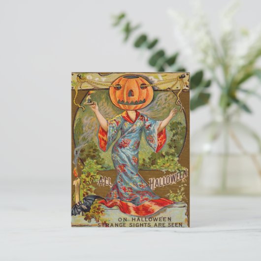 Lach Jack O' Lantern Pumpkin Bat Briefkaart (Staand voorkant)