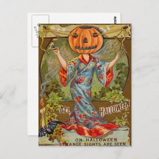Lach Jack O' Lantern Pumpkin Bat Briefkaart (Voorkant / Achterkant)