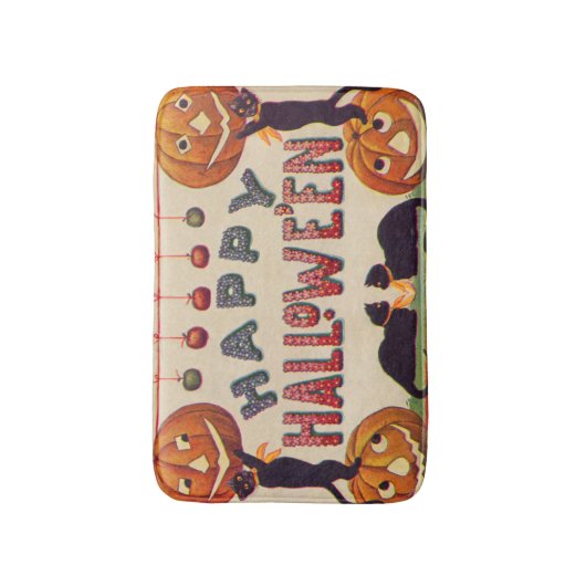 Lach Jack O Lantern Pumpkin Black Cat Apples Badmat (Voorkant Verticaal)