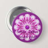 Lach, Jezus houdt van je! Ronde Button 7,6 Cm (Voorkant /achterkant)