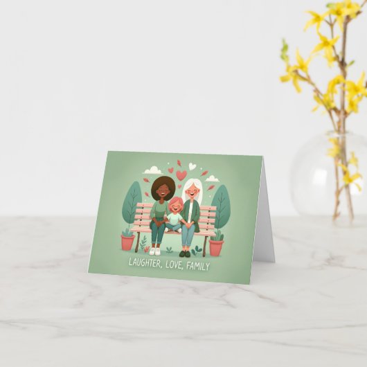 Lach Liefde Familie Kaart (Gele Bloem)