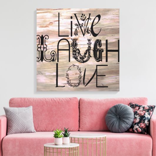 Lach live uit naar roestvrij houten wanddoek canvas afdruk (Insitu (Woonkamer))