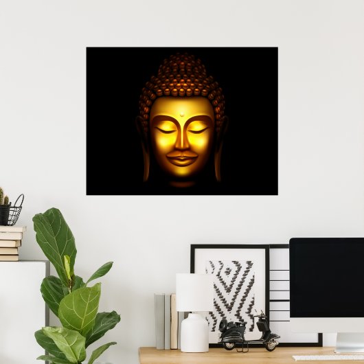 Lach Lord Buddha Gold en Black Poster (Thuiskantoor)