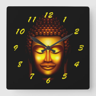 Lach Lord Buddha Gold en Black Vierkante Klok