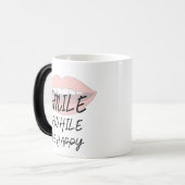Lach maar, wees blij, positieve citaten magische mok (Voorkant links)