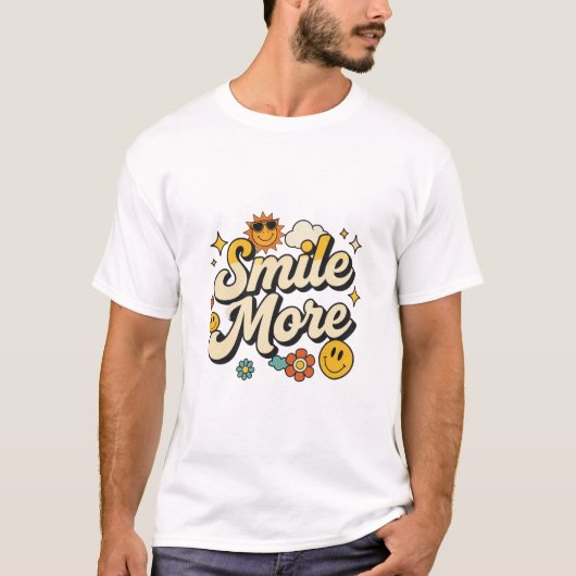 Lach Meer Vintage Smiley Kunst T-shirt (Voorkant)