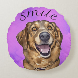 Lach met een puppy-sleutelhanger Ronde kussen