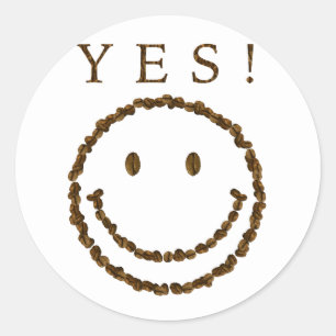 Lach met koffiebonen ronde sticker