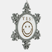 Lach met koffiebonen tin sneeuwvlok ornament (Links)