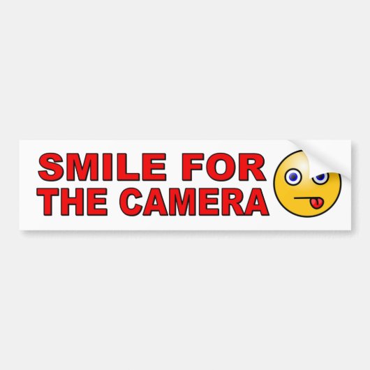 Lach naar het camera met grappig gezicht bumpersticker (Voorkant)