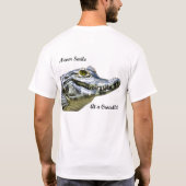 Lach nooit op een krokodil! t-shirt (Achterkant)