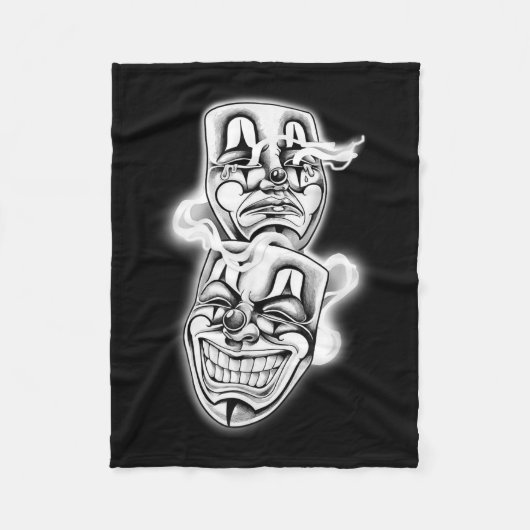 Lach nu Huil later Chicano Tattoo Flash Fleece Deken (Voorkant)