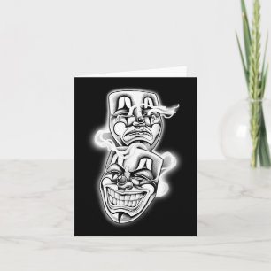 Lach nu Huil later Chicano Tattoo Flash Kaart