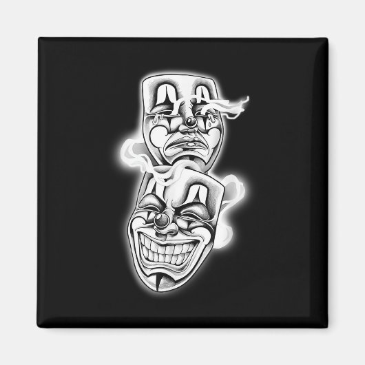 Lach nu Huil later Chicano Tattoo Flash Magneet (Voorkant)