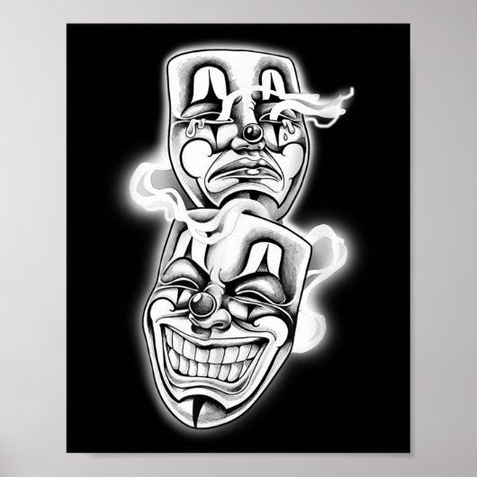 Lach nu Huil later Chicano Tattoo Flash Poster (Voorkant)