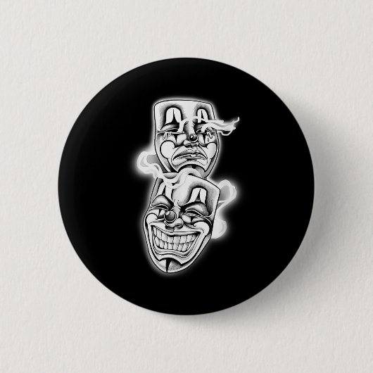 Lach nu Huil later Chicano Tattoo Flash Ronde Button 5,7 Cm (Voorkant)