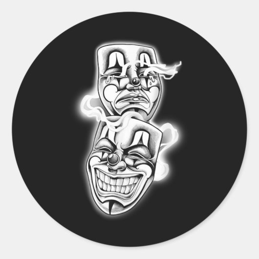 Lach nu Huil later Chicano Tattoo Flash Ronde Sticker (Voorkant)