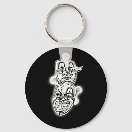Lach nu Huil later Chicano Tattoo Flash Sleutelhanger (Voorkant)
