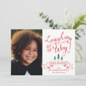 Lach onderweg foto's feestdagenkaart (Staand voorkant)