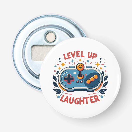 lach op een hoger niveau button flesopener (Voorkant)