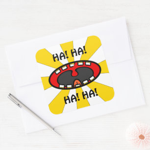 Lach open mond (met slechte tanden, tong & uvula) vierkante sticker