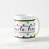 Lach Quote Paarse Geel Groene Polka Dots Koffiemok (Voorkant rechts)