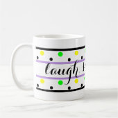 Lach Quote Paarse Geel Groene Polka Dots Koffiemok (Links)