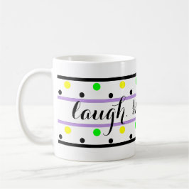 Lach Quote Paarse Geel Groene Polka Dots Koffiemok