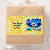 Lach Skeleton Woman in Blue Bonnet op Yellow Etiket (Insitu)