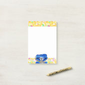 Lach Skeleton Woman in Blue Bonnet op Yellow Post-it® Notes (Op bureau)