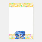 Lach Skeleton Woman in Blue Bonnet op Yellow Post-it® Notes (Voorkant)