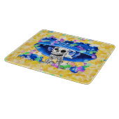 Lach Skeleton Woman in Blue Bonnet op Yellow Snijplank (Hoek)