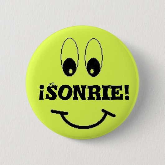 Lach, Sonrie. Ronde Button 5,7 Cm (Voorkant)