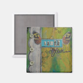 "Lach Vaak" Kunstmagneet van Nancy Lefko Magneet (Voorkant / Achterkant)