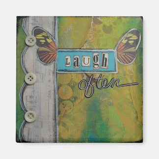 "Lach Vaak" Kunstmagneet van Nancy Lefko Magneet