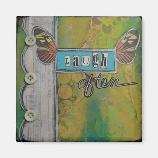 "Lach Vaak" Kunstmagneet van Nancy Lefko Magneet (Voorkant)