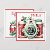 Lach | Vintage camera kerstkaart (Voorkant / Achterkant)