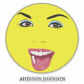 Lach  Vrouw Glamourous Chique Geel Naam 14" Sticker (Voorkant)