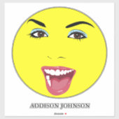 Lach  Vrouw Glamourous Chique Geel Naam 14" Sticker (Vel)