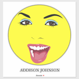 Lach Vrouw Glamourous Chique Geel Naam 14" Sticker