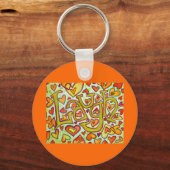 Lach Woord Glitter Kunst Schilderij Sleutelhanger (Voorkant)