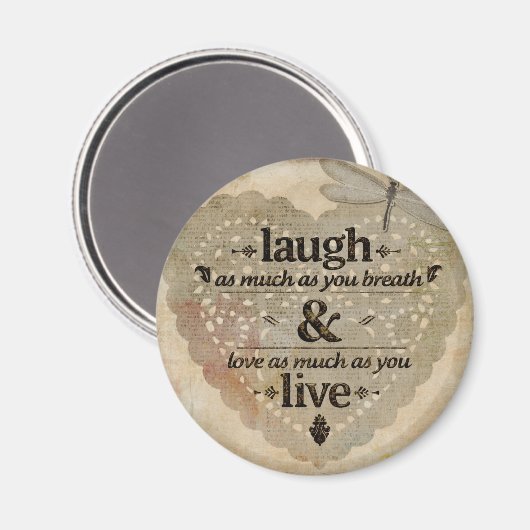 Lach zoveel als je ademhaalt Mindfulness Citatief  Magneet (Voorkant / Achterkant)