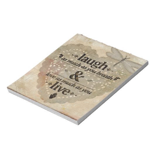 Lach zoveel als je ademhaalt Mindfulness Citatief  Notitieblok (Linkerzijde)