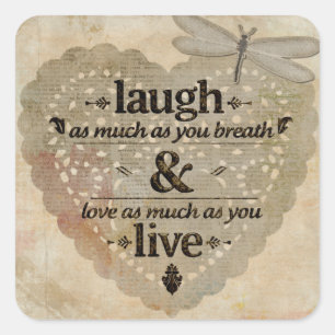Lach zoveel als je ademhaalt Mindfulness Citatief  Vierkante Sticker