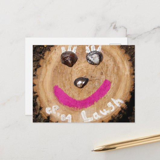 Lachboom gezicht met Clam Shells Briefkaart (Voorkant / Achterkant in situ)