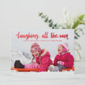 Lachen All the Way Script Overlay Vakantiefoto Feestdagenkaart (Staand voorkant)