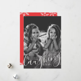 Lachen All The Way Season's Groetjes Foto Feestdagenkaart