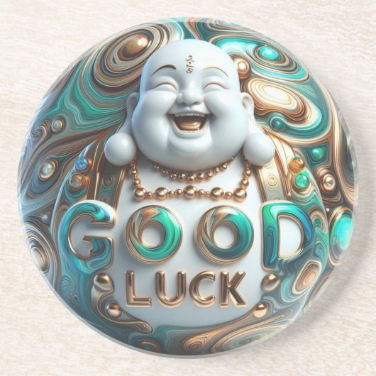 Lachen "Boeddha" Zandsteen Onderzetter (Voorkant)